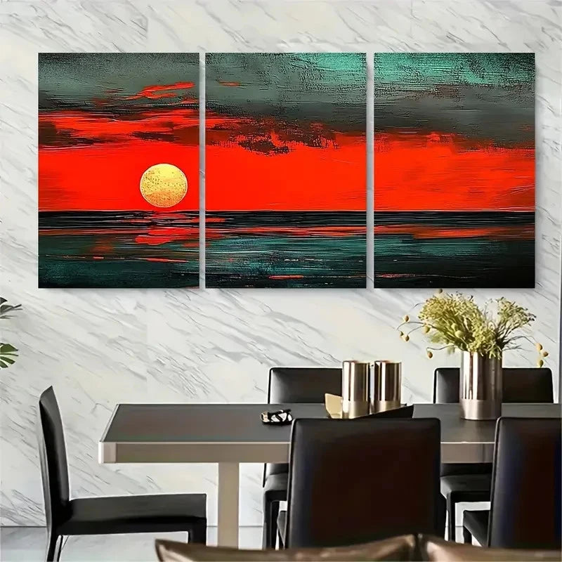3pcs Bold Retro Ocean Graphic Metal Print Ready to Hang Art - Bella Home Decor