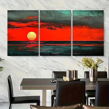 3pcs Bold Retro Ocean Graphic Metal Print Ready to Hang Art - Bella Home Decor
