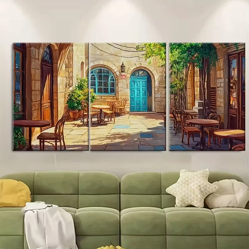 3pcs Detailed Illustration Historic Landscape Metal Print Ready to Hang Art - Bella Home Decor