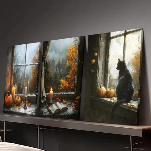 3pcs Dark Academia Style, Gothic Retro Wall Art Set Canvas Unframed - High Quality Print 100% Australian Made Wall Canvas - Bella Home Decor