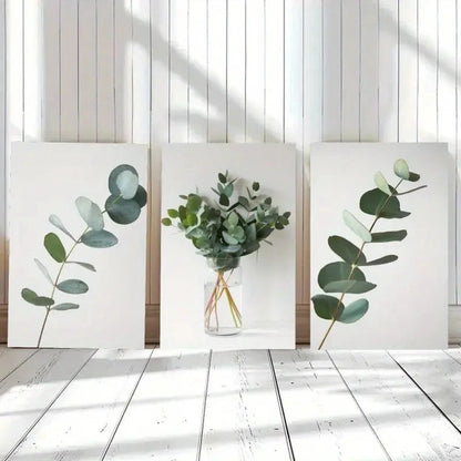 3pcs Eucalyptus Leaves Botanical Decor Metal Print Ready to Hang Art