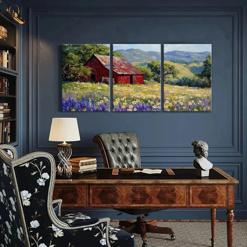 3pcs Mountain Landscape Vintage Farmhouse Metal Print Ready to Hang Art - Bella Home Decor