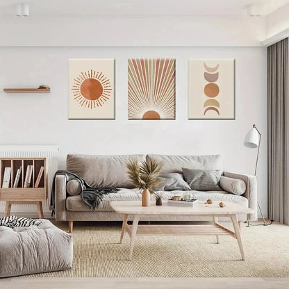 3pcs Mid Century Moon Phase Abstract Perfect Wall Art Set Canvas Framed 60x90cm - High Quality Print 100% Australian Made Wall Canvas Ready to Hang - Bella Home Decor