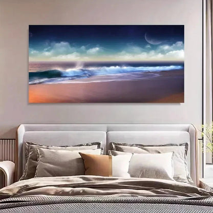 Dreamy Beach Night View Wall Art Canvas Office Home Room Framed 120x60cm - Bella Home Decor
