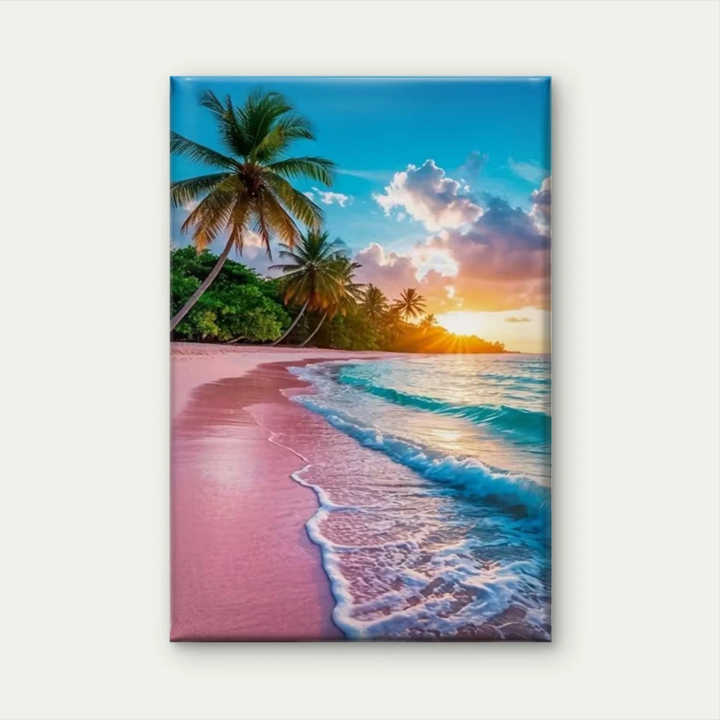 Tropical Pink Beach & Sunset 60x90cm Metal Print Ready to Hang