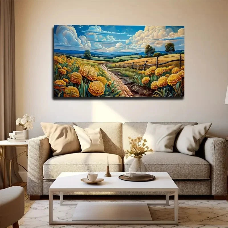 Countryside Blooming Wall Art Canvas Office Home Room Framed 120x60cm