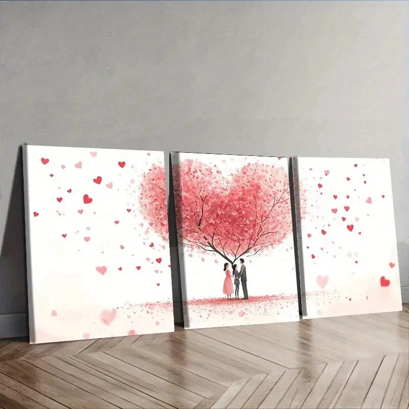 3pcs Lovers under the love tree Wall Art Set Canvas Framed 40x60cm - High Quality Print 100% Australian Made Wall Canvas Ready to Hang