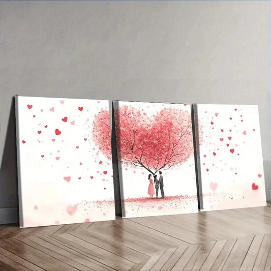 3pcs Lovers under the love tree Wall Art Set Canvas Framed 40x60cm - High Quality Print 100% Australian Made Wall Canvas Ready to Hang