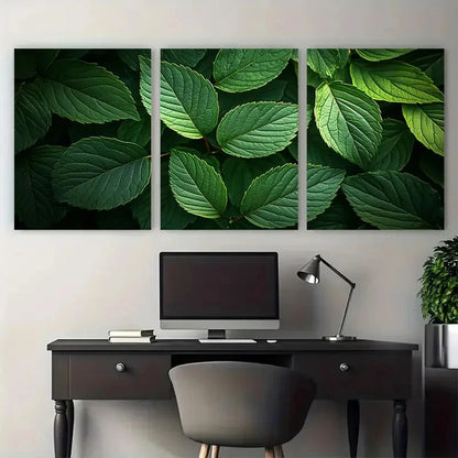 3pcs Natural Green Leaves Foliage Composition Metal Print Ready to Hang Art - Bella Home Decor