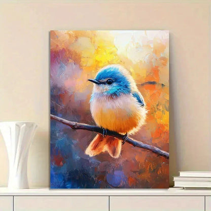 The Cute Little Bird Sitting Painting 40x60cm Metal Print Ready to Hang