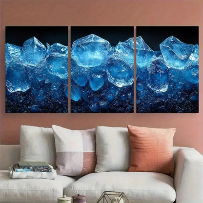 3pcs Fractured Ice Frozen Illustration Wall Art Set Canvas Framed 40x60cm - High Quality Print 100% Australian Made Wall Canvas Ready to Hang - Bella Home Decor