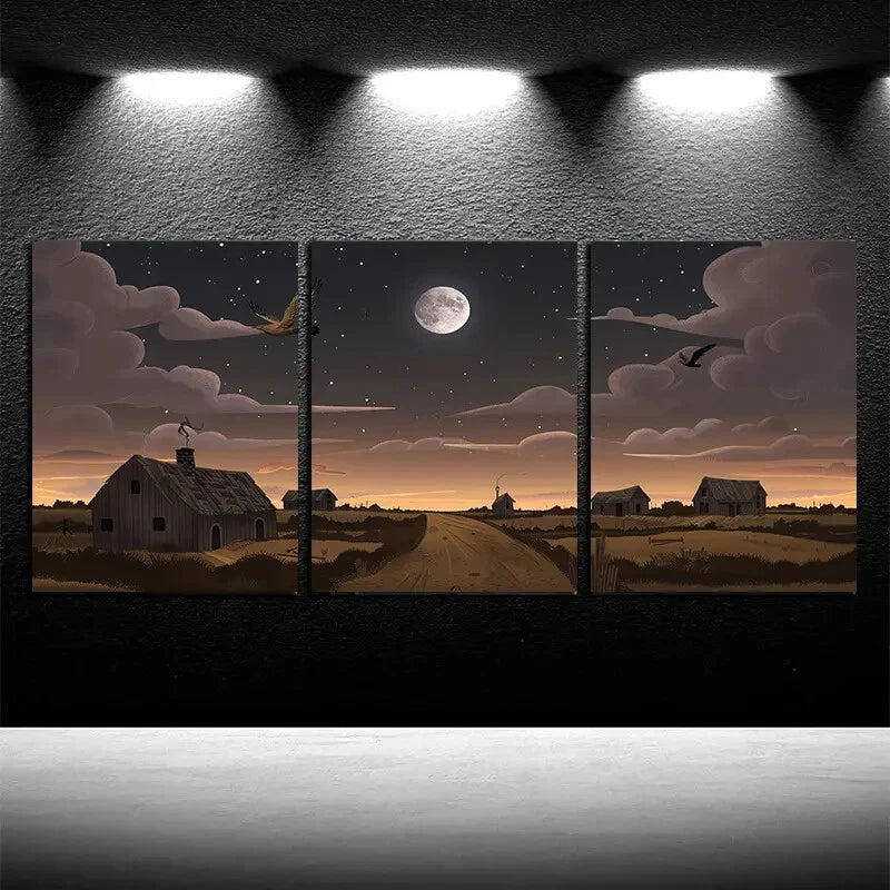 3pcs Dark Clouds Appear, Enveloping The Sky Metal Print Ready to Hang Art - Bella Home Decor