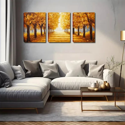 3pcs Romantic Autumn Forest Passage Wall Art Set Canvas Framed 40x60cm - High Quality Print 100% Australian Made Wall Canvas Ready to Hang