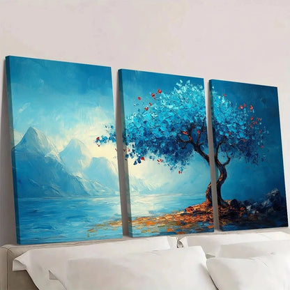 3pcs Modern Abstract Mountains and Water Wall Art Set Canvas Framed 50x70cm - High Quality Print 100% Australian Made Wall Canvas Ready to Hang