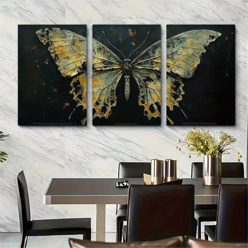 3pcs Ethereal Gothic Butterfly Metal Print Ready to Hang Art
