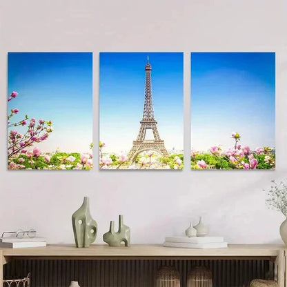 3pcs Paris Eiffel Tower Paintings Wall Art Set Canvas Unframed - High Quality Print 100% Australian Made Wall Canvas