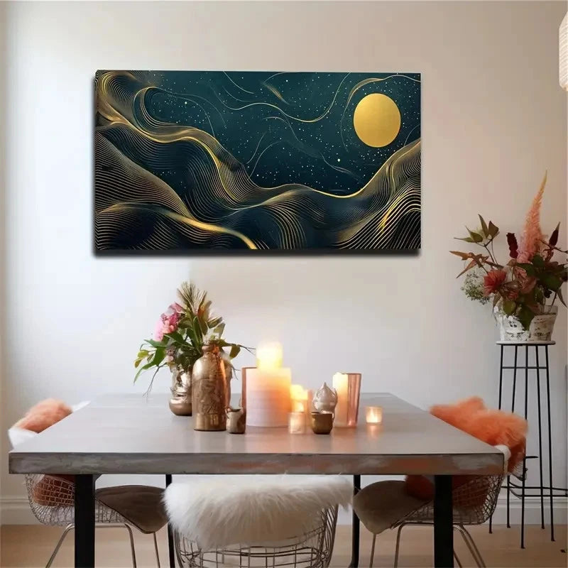Starry Night Sky Landscape Wall Art canvas office home room framed 120x60cm - Bella Home Decor