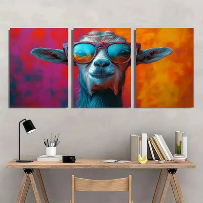 3pcs Whimsical Goat Bohemian Style Metal Print Ready to Hang Art - Bella Home Decor