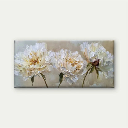 Peony Flowers Textured Wall Art Canvas Office Home Room Framed 120x60cm