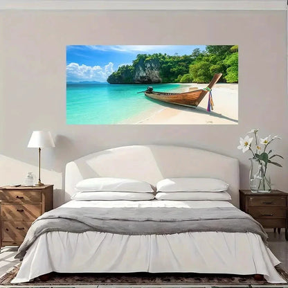 Tropical Island Beach Palm Tree Wall Art Canvas Office Home Room Framed 120x60cm