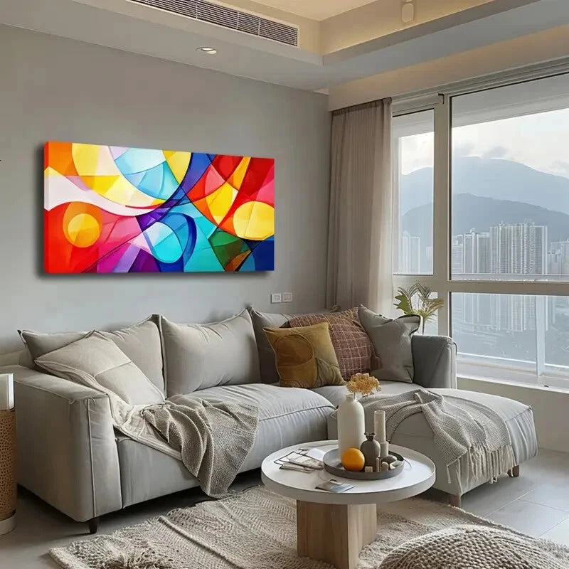 Colorful Geometric Interweave Wall Art Canvas Office Home Room Framed 120x60cm - Bella Home Decor