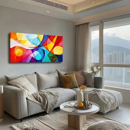 Colorful Geometric Interweave Wall Art Canvas Office Home Room Framed 120x60cm - Bella Home Decor