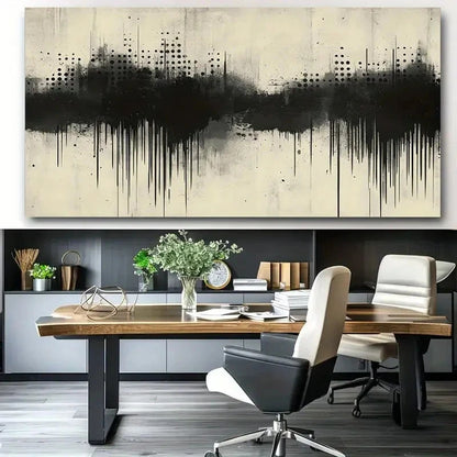 Abstract Black & White Wall Art Canvas Office Home Room Framed 120x60cm