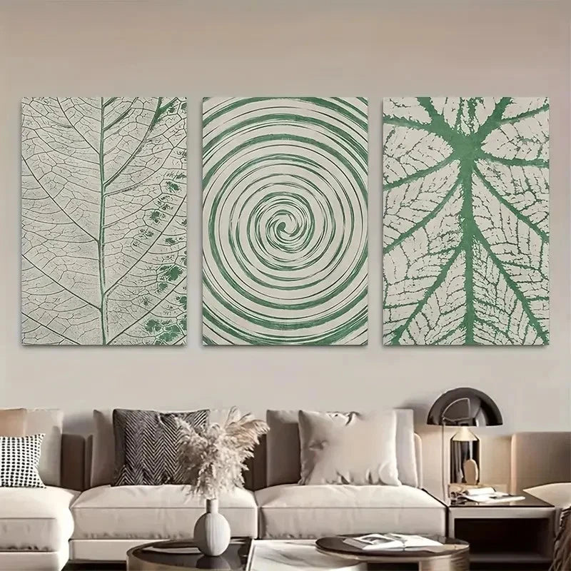 3pcs Sage Green Leaves Details Botanical Wall Art Metal Print Ready to Hang Art