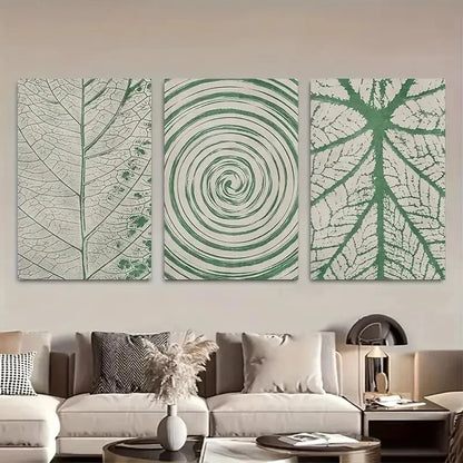 3pcs Sage Green Leaves Details Botanical Wall Art Metal Print Ready to Hang Art