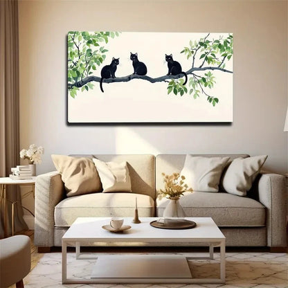 A Black Cat Is Quietly Lying Wall Art Canvas Office Home Room Framed 120x60cm