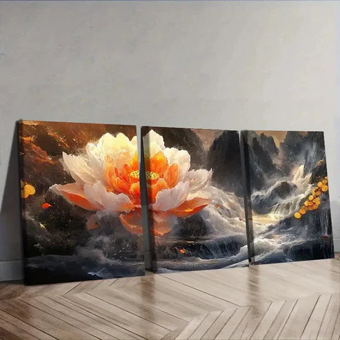3pcs Giant Peony (2) Floral Wall Art Canvas Unframed - High Quality Print 100% Australian Made Wall Canvas - Bella Home Decor
