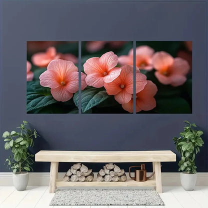 3pcs Impatiens Flower Vibrant Touch-Me-Not Design Metal Print Ready to Hang Art - Bella Home Decor