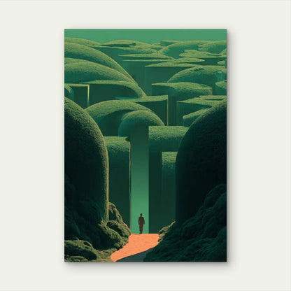 Surreal Green Labyrinth Landscape 60x90cm Metal Print Ready to Hang