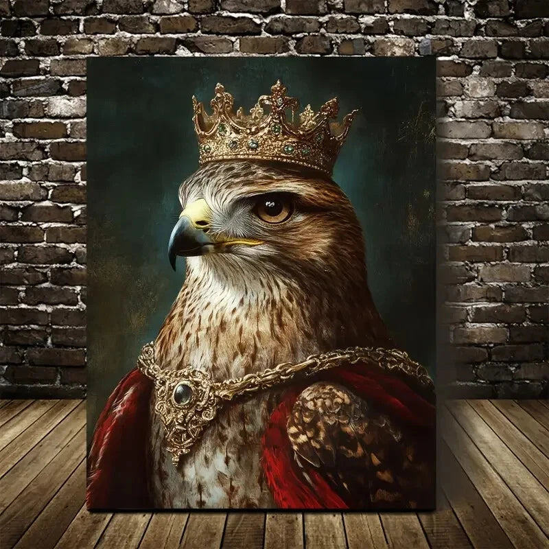 Regal Hawk Majestic Nature Inspired Design Painting 40x60cm Metal Print Ready to Hang