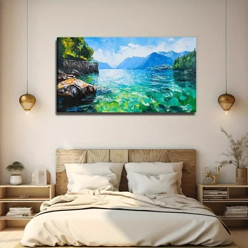 Stone Lake Beautiful Scenery Wall Art Canvas Office Home Room Framed 120x60cm