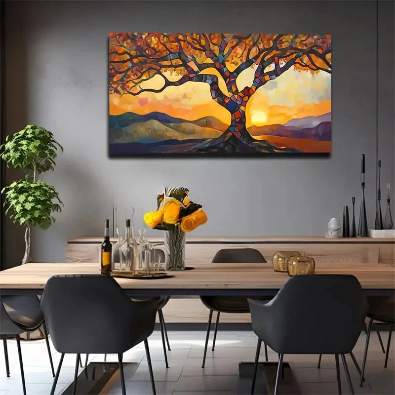 Abstract Tree Of Life Spray Wall Art Canvas Office Home Room Framed 120x60cm