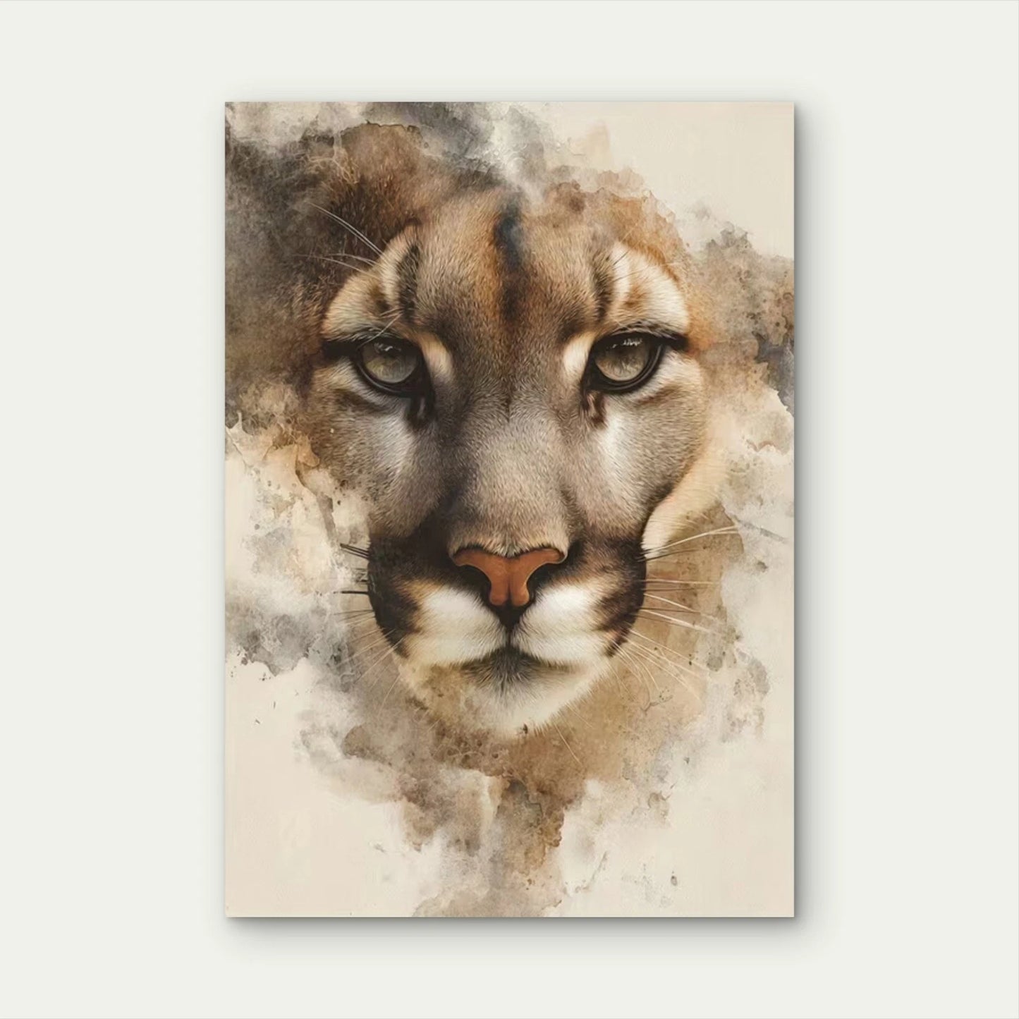 Mountain Lion Face Metal Print Ready to Hang
