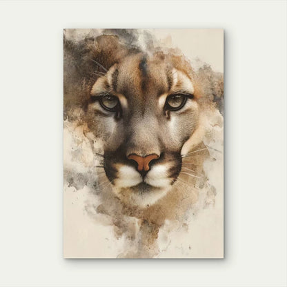 Mountain Lion Face Metal Print Ready to Hang