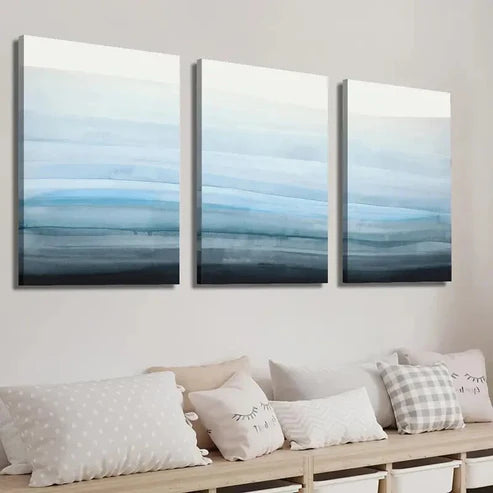 3pcs Abstract Coastal Misty Landscape  Wall Art Set Canvas Unframed - High Quality Print 100% Australian Made Wall Canvas - Bella Home Decor