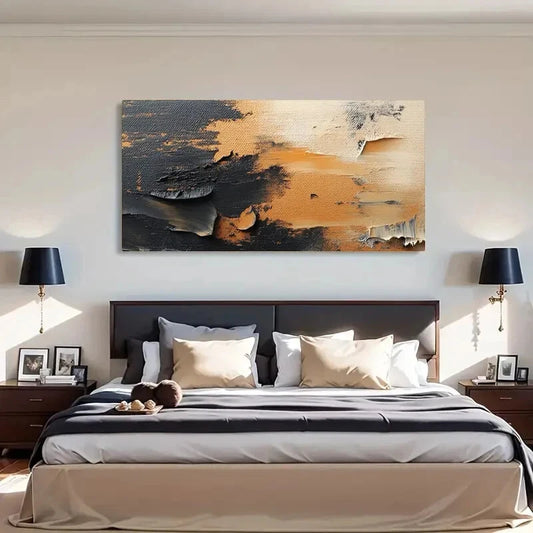 Black and Brown Rough Strokes Wall Art Canvas Office Home Room Framed 120x60cm