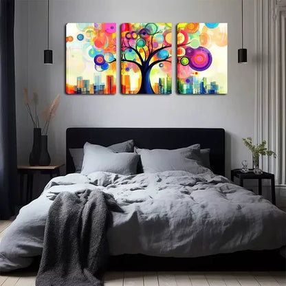 3pcs Abstract Colorful Big Tree Wall Art Canvas Unframed - High Quality Print 100% Australian Made Wall Canvas - Bella Home Decor