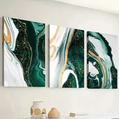 3pcs Marble Patterned Abstract Ink Wall Art Canvas Unframed - High Quality Print 100% Australian Made Wall Canvas