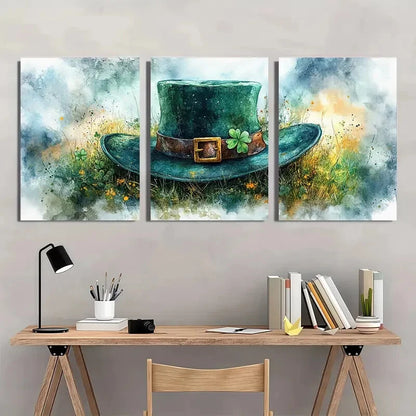 3pcs St, Patricks Day Watercolor Print Metal Print Ready to Hang Art - Bella Home Decor