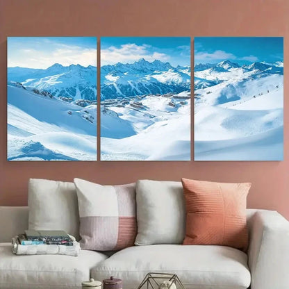 3pcs Les Arcs Ski Resort Paradiski Snowboard Metal Print Ready to Hang Art - Bella Home Decor