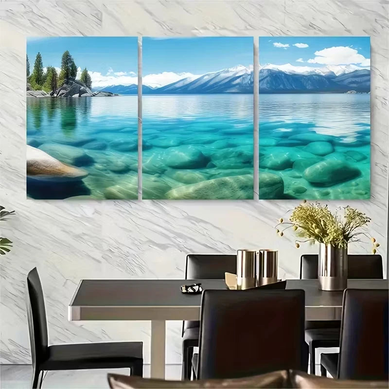 3pcs Lake Tahoe in the Spring. Metal Print Ready to Hang Art