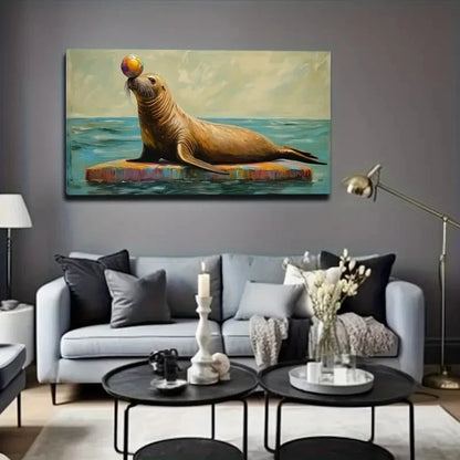 Acrobatic Seal Modern Deco Wall Art Canvas Office Home Room Framed 120x60cm