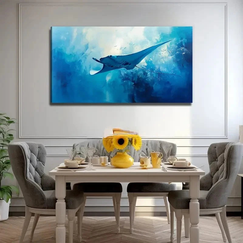 Large Devil Fish Decoration Wall Art Canvas Office Home Room Framed 120x60cm