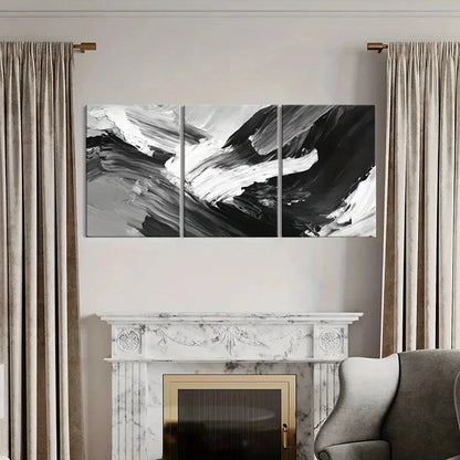 3pcs Abstract Art Monochrome Palette Contemporary Metal Print Ready to Hang - Bella Home Decor