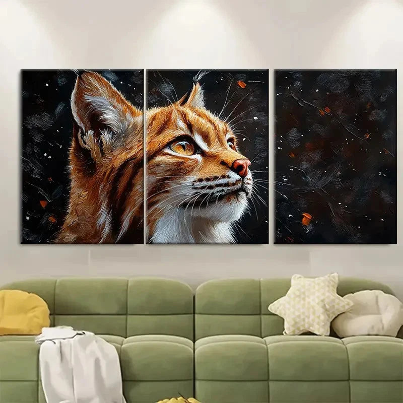 3pcs Wild Cat Oil Painting TO  Wall Art Set Canvas Framed 40x60cm - High Quality Print 100% Australian Made Wall Canvas Ready to Hang - Bella Home Decor