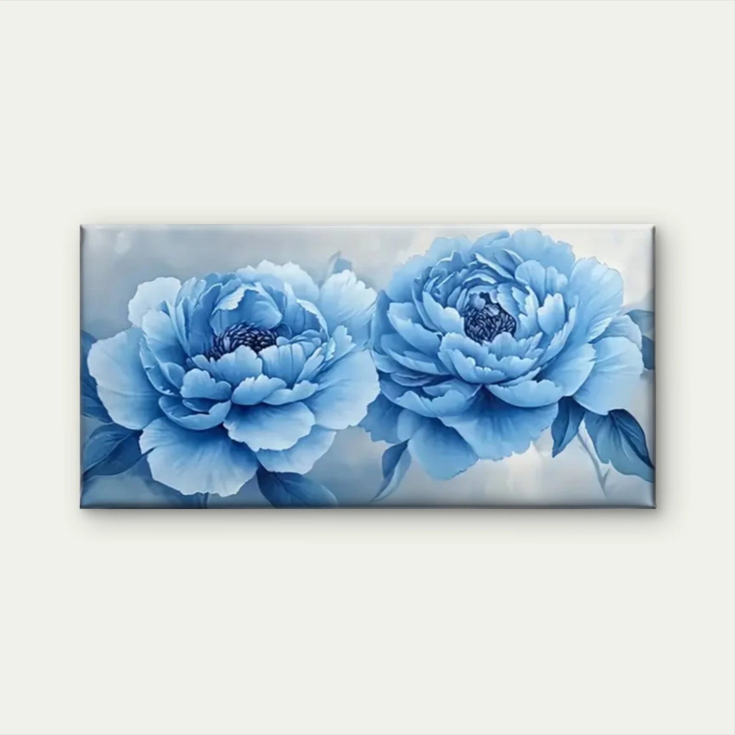 Blue Flowers Petal Wall Art Canvas Office Home Room Framed 120x60cm